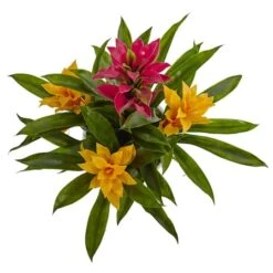 17" Tropical Bromeliad Plant In White Swirl Vase -Michaels Shop D251710S 2