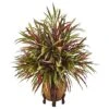 2.5ft. Red & Green Autumn Grass Arrangement In Woven Vase