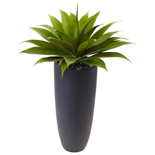 3ft. Agave Plant In Gray Cylinder Planter 4 3ft. Agave Plant In Gray Cylinder Planter - Image 2