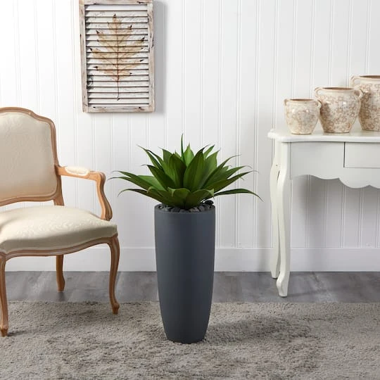 3ft. Agave Plant In Gray Cylinder Planter 5 3ft. Agave Plant In Gray Cylinder Planter - Image 3