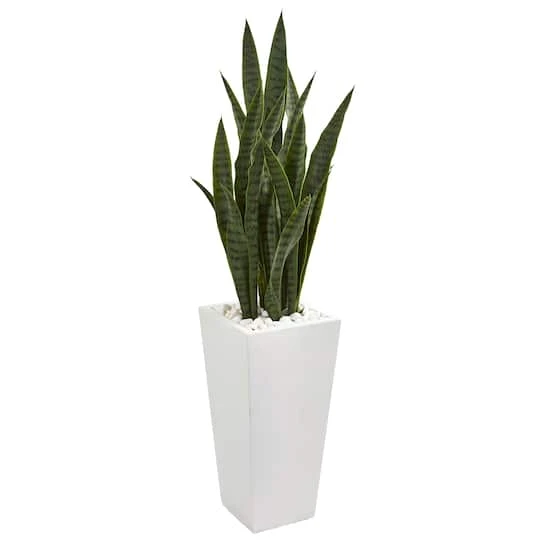 4ft. Sansevieria Plant In White Tower Planter 4 4ft. Sansevieria Plant In White Tower Planter - Image 2