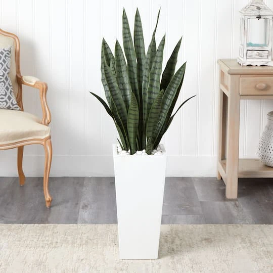 4ft. Sansevieria Plant In White Tower Planter 5 4ft. Sansevieria Plant In White Tower Planter - Image 3