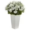 27" White UV Resistant Geranium Arrangement In White Planter -Michaels Shop D251826S 11
