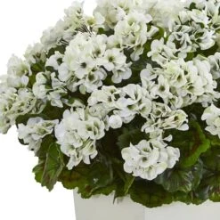 27" White UV Resistant Geranium Arrangement In White Planter -Michaels Shop D251826S 13