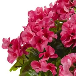 18.5" Pink UV Resistant Geranium Arrangement With White Metal Planter -Michaels Shop D251836S 12