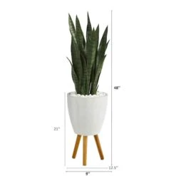 4ft. Snake Plant In White Planter With Stand -Michaels Shop D251864S 2