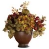 12'' Autumn Hydrangea In Round Vase