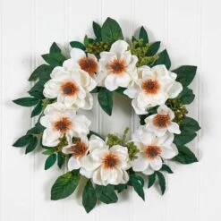 22" White Magnolia Wreath -Michaels Shop D252262S 16