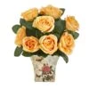 11" Orange Roses In Floral Vase