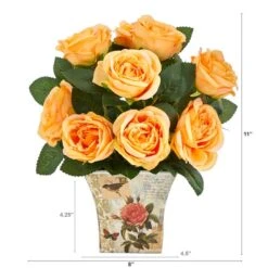 11" Orange Roses In Floral Vase -Michaels Shop D262030S 2