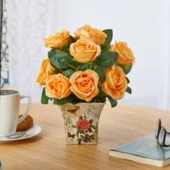 11" Orange Roses In Floral Vase -Michaels Shop D262030S 3
