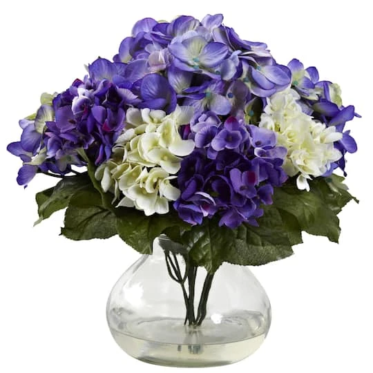 11" Mixed Hydrangea Arrangement In Vase 4 11" Mixed Hydrangea Arrangement In Vase - Image 2