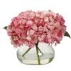 8.5" Pink Blooming Hydrangea In Glass Vase -Michaels Shop D262061S 1