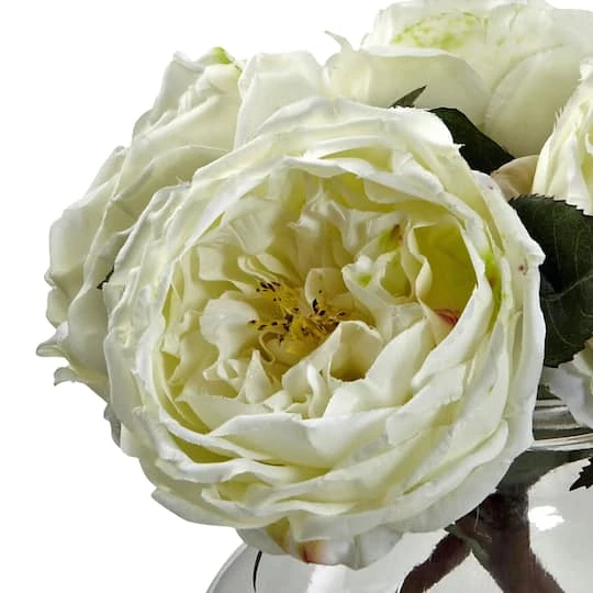 8" White Fancy Rose In Glass Vase 5 8" White Fancy Rose In Glass Vase - Image 3