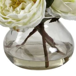 8" White Fancy Rose In Glass Vase 10 8" White Fancy Rose In Glass Vase -Michaels Shop D262099S 3