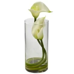 10.5" White Double Calla Lily With Cylinder Vase, 2ct. 9 10.5" White Double Calla Lily With Cylinder Vase, 2ct. -Michaels Shop D262118S 12