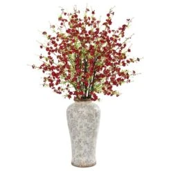 3ft. Red Cherry Blossom Arrangement In Decorative Vase