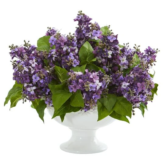14" Lilac Arrangement In White Vase 3 14" Lilac Arrangement In White Vase