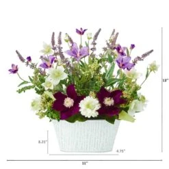 13" Mixed Flower Artificial Arrangement In Decorative Vase 7 13" Mixed Flower Artificial Arrangement In Decorative Vase -Michaels Shop D262129S 2