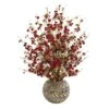 2.5ft. Cherry Blossom Arrangement In Gold Trimmed Stoneware Vase -Michaels Shop D262130S 11