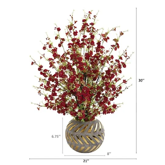 2.5ft. Cherry Blossom Arrangement In Gold Trimmed Stoneware Vase 5 2.5ft. Cherry Blossom Arrangement In Gold Trimmed Stoneware Vase - Image 3