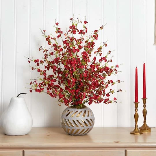 2.5ft. Cherry Blossom Arrangement In Gold Trimmed Stoneware Vase 7 2.5ft. Cherry Blossom Arrangement In Gold Trimmed Stoneware Vase - Image 5