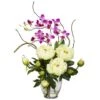 21" Peony & Orchid In Glass Vase 1 21" Peony & Orchid In Glass Vase -Michaels Shop D262159S 1