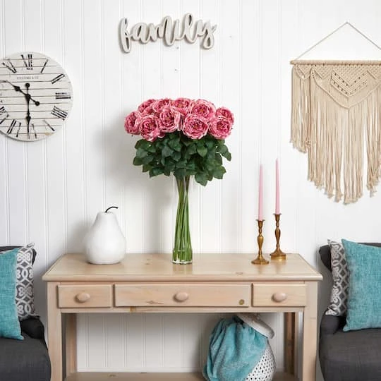 2.5ft. Pink Fancy Rose In Glass Cylinder Vase 5 2.5ft. Pink Fancy Rose In Glass Cylinder Vase - Image 3