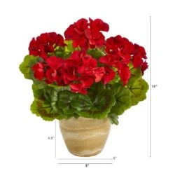 11'' Red Geranium In Ceramic Planter -Michaels Shop D262293S 12