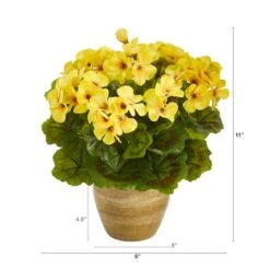 11" Yellow Geranium In Ceramic Planter -Michaels Shop D262300S 12