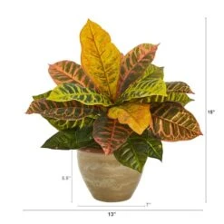 15" Garden Croton Plant In Ceramic Planter 9 15" Garden Croton Plant In Ceramic Planter -Michaels Shop D262331S 4