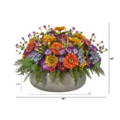 16" Mixed Floral Plant In Gray Garden Planter 10 16" Mixed Floral Plant In Gray Garden Planter -Michaels Shop D262332S 12