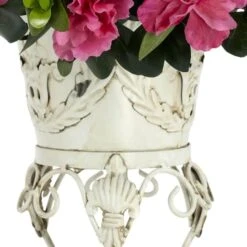 19" Pink Azalea With White Metal Planter -Michaels Shop D262482S 3