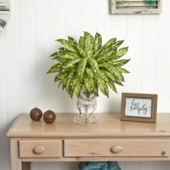 24" Aglaonema With White Metal Planter -Michaels Shop D262541S 13