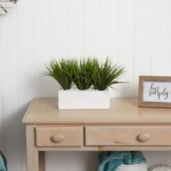 12" Vanilla Grass In White Rectangular Planter 12 12" Vanilla Grass In White Rectangular Planter -Michaels Shop D262568S 14