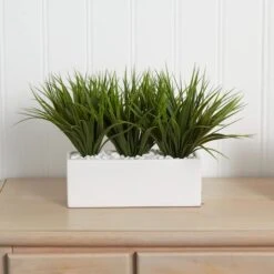 12" Vanilla Grass In White Rectangular Planter 13 12" Vanilla Grass In White Rectangular Planter -Michaels Shop D262568S 15