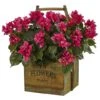 18" Pink Bougainvillea In Rustic Wood Planter -Michaels Shop D262811S 11