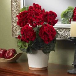 17" Red Geranium In White Decorative Pot -Michaels Shop D262840S 12