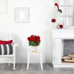 17" Red Geranium In White Decorative Pot -Michaels Shop D262840S 14