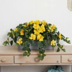 18" Yellow Hibiscus Plant In Stone Planter -Michaels Shop D262885S 13
