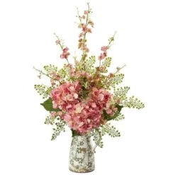 2ft. Cherry Blossom, Hydrangea & Maiden Hair Arrangement In Floral Pitcher -Michaels Shop D292544S 1 1