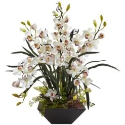 3ft. White Boat Orchid Arrangement In Black Vase -Michaels Shop D292588S 1 1
