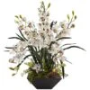 3ft. White Boat Orchid Arrangement In Black Vase