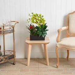 23.5" Green Pigeon Orchid & Bromeliad Arrangement In Black Rectangle Planter -Michaels Shop D292615S 15