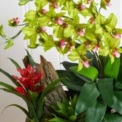 23.5" Green Pigeon Orchid & Bromeliad Arrangement In Black Rectangle Planter -Michaels Shop D292615S 17