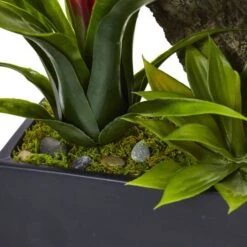 23.5" Purple Pigeon Orchid & Bromeliad Arrangement In Black Rectangle Planter -Michaels Shop D292618S 14