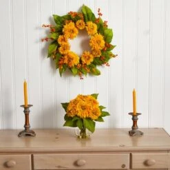 12" Golden Sunflower Arrangement In Glass Vase -Michaels Shop D292635S 12