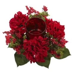 6" Red Hydrangea & Berry Candelabrum -Michaels Shop D292637S 2