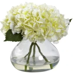 9" White Hydrangea Arrangement In Glass Vase -Michaels Shop D292644S 11 1