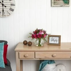 11.5" Pink & Purple Daisy Floral Arrangement In Glass Vase -Michaels Shop D292655S 13